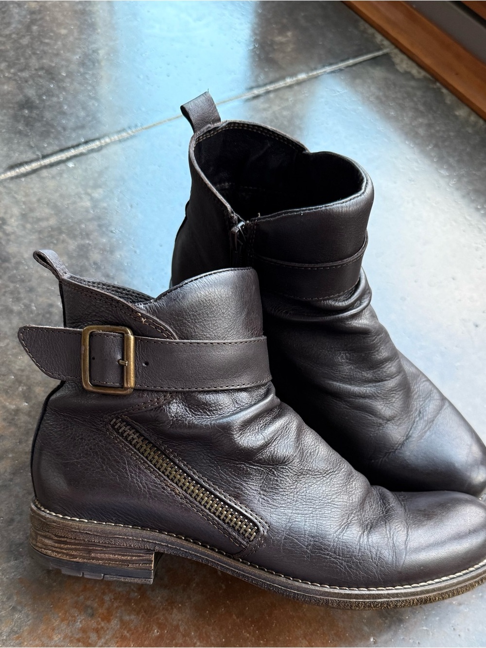 Eric Michael Women’s Dark Brown Leather Ankle Boot with Buckle, 39(9) Portugal